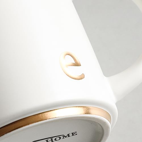 COLLECTIVE HOME Ceramic Coffee Mug, 15 oz Monogram Cup with Gift Box(e) | Dishwasher Safe, Engraved Gold Letter , Personalized Housewarming Birthday Present, Christmas Thanksgiving Mothers Day Gifts - color: gold-e