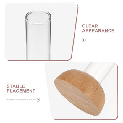 ORFOFE 2pcs Glass Propagation Vases with Wooden Stand for Indoor Plant Cutting, Modern Test Tube Hydroponic Plant Holders, Easy Cleaning Tabletop Containers for Home and Office Décor