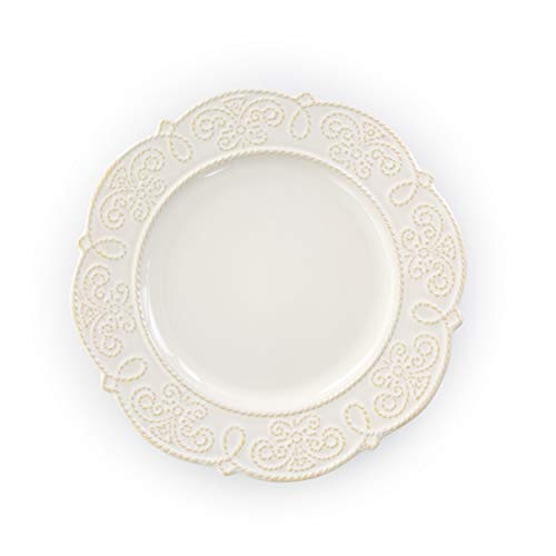 Elama Round Decorated Stoneware Scallop Embossed Dinnerware Dish Set, 16 Piece, Luna - color: Luna