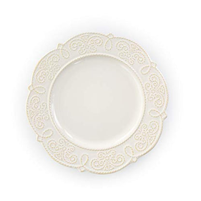 Elama Round Decorated Stoneware Scallop Embossed Dinnerware Dish Set, 16 Piece, Luna - color: Luna