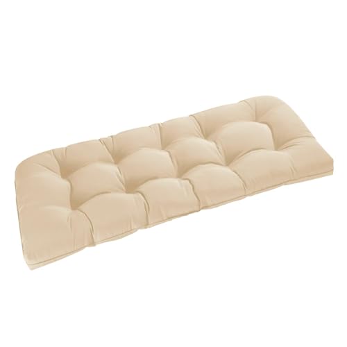 downluxe Outdoor Bench Cushion for Patio Furniture, Water Resistant Tufted Overstuffed Porch Swing Cushions, Thick Outdoor Loveseat Cushions, 44" X 19" X 5", Beige, Set of 1 - color: Beige, size: 44x19x5 Inch