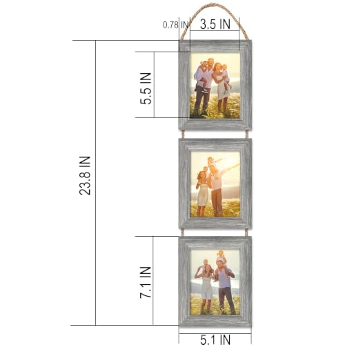 4x6 Wall Hanging Picture Frames Collage with 3 Opening Frames Grey - color: Grey, size: 4x6