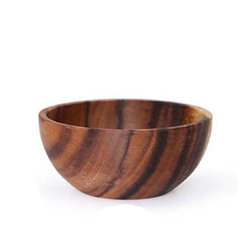 Kopida Large Acacia Wood Round Serving Bowl with Utensils Wooden Forks and Spoons for Fruit Salad Vegetables Pasta Soup Cereals Decorative Wooden Nest Bowl Ramen Bowl, 6.3" Diameter x 3" Height
