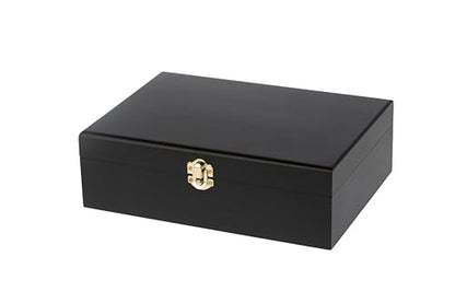 Creative Hobbies Large Black Wooden Keepsake Box with Gold Clasp | 10.25″ × 7.5″ × 3.25″ Storage Case for Photos, Jewelry, Crafts & Gifts