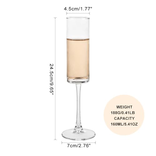 Champagne Flutes Set of 12, 160ML - Elegant Glass Champagne Flutes for Celebrations - 5.5oz Capacity, Clear (Glass, 12Pcs160ML)