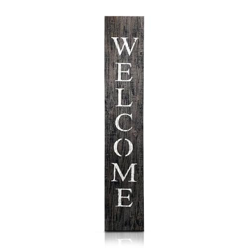 BARNWOODUSA Wooden Welcome Sign for Front Door 5 Foot, 5-Foot, Smoky Black | Stylish Farmhouse Decor: If you love the rustic look that farmhouse style decor adds to a cozy house, this welcome porch - color: Smoky Black