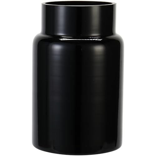Large Glass Vase, 9.2 Inch Black Flower Vase, Glass Flower Vase for Bouquet, Tall Vases, Wide Mouth Vases for Flowers, Large Vase for Home, Wedding, Living Room, Office Decor - color: Dark Black, size: 9 Inch