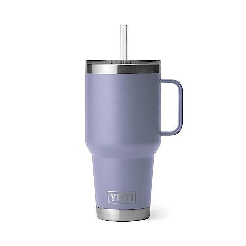 YETI Rambler 35 oz Tumbler with Handle and Straw Lid, Travel Mug Water Tumbler, Vacuum Insulated Cup with Handle, Stainless Steel, Cosmic Lilac - color: Cosmic Lilac, style: 35oz