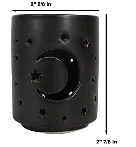 Ebros Gift Wicca Triple Goddess Witchcraft Mystical Moon and Stars Matte Black Ceramic Cutout Votive Tea Light Candle Holder Figurine Ossuary Macabre Psychic Halloween Decor Sculpture