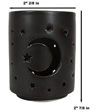 Ebros Gift Wicca Triple Goddess Witchcraft Mystical Moon and Stars Matte Black Ceramic Cutout Votive Tea Light Candle Holder Figurine Ossuary Macabre Psychic Halloween Decor Sculpture