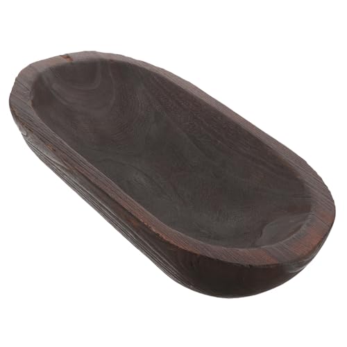 Healifty Rustic Wooden Decorative Bowl for Table Centerpiece Cozy Farmhouse Style