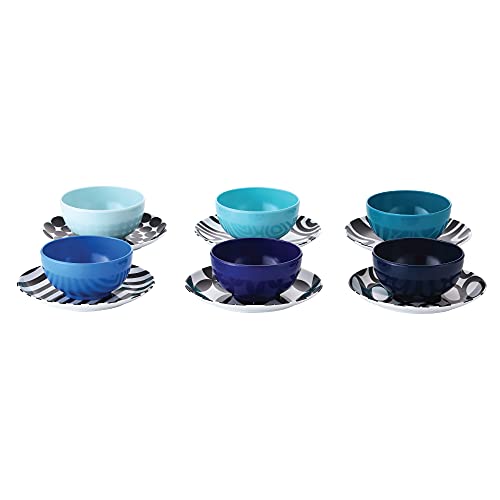 French Bull Melamine Mini Bowls, 6-Piece Set, Small Serving Bowl – Snack, Condiment, Dip, Dessert, Ice Cream – Shatter Proof, Food-Safe, BPA Free, Dishwasher Safe, 4” 10 oz - Shades of Blue - color: Shades of Blue, size: 4" Mini Bowls set of 6
