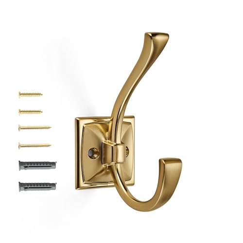 Vintage Wall Hooks,5 Pack Coat Hooks Hardware Towel Hooks for Hanging Coats Champagne Bronze Robe Hooks Wall Mounted with Screws for Key, Towel, Bags, Cup. - color: Champagne Bronze