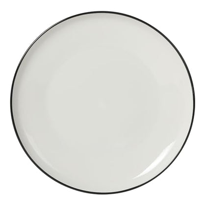 Gibson Home Havenstone 12-Piece Dinnerware Set – Dinner Plates, Salad Plates & Bowls, Classic White With Black Rim Everyday Dish Set for Home, Kitchen, Microwave & Dishwasher Safe - color: White w/ Black Rim (Havenstone)