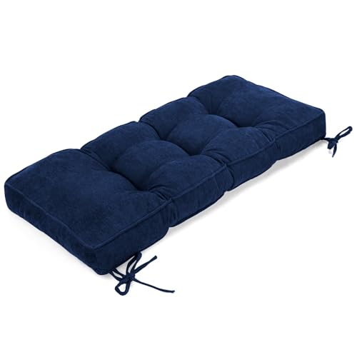 Detiblue Bench Cushion for Indoor Furniture,48x16Inch Tufted Bench Seat Cushion with Non-Slip, Comfortable and Durable for Shoe/Entryway/Storage with Cushion（Blue） - color: Chenille Blue, size: 48x16x4
