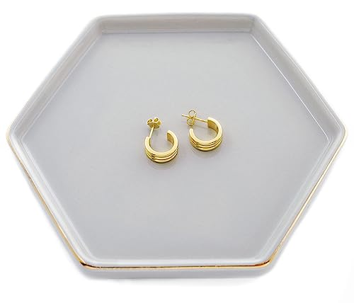 HANKOR 4.7 inch Ceramic Jewelry Dish Tray, Small Ring Holder Dish, Gray Catch All Trinket Tray for Keys Rings Earrings - color: Gray