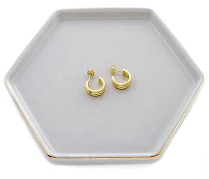 HANKOR 4.7 inch Ceramic Jewelry Dish Tray, Small Ring Holder Dish, Gray Catch All Trinket Tray for Keys Rings Earrings - color: Gray