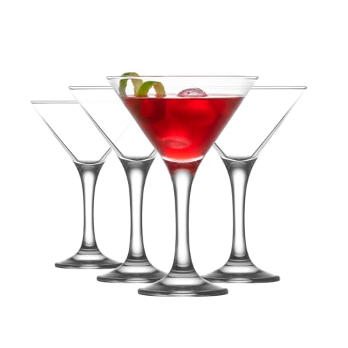 LAV Martini Glasses Set of 4 - Martini Cocktail Glass Set 6 oz - Cosmopolitan Glasses for Elegant Cocktails - Classic Cocktail Glasses with Chic Design for Home Parties - style: Fine