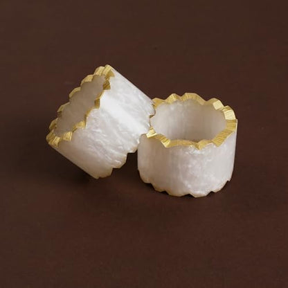 Epoxy Resin Napkin Rings, Rustic, Set of 6 | Epoxy resin, 2x2x1 in. each, smooth finish, reusable, holidays, weddings, dinner parties, family gatherings, artisan - color: Smoky Ivory, size: 2 x 1.2 x 2 - inch (Pack of 6)