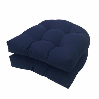 2 Pack Patio Chair Cushion 19x19x3 Inch Indoor & Outdoor Chair Cushions Waterproof Seat Cushion for Patio Furniture Tieless Anti-Slip Tufted Chair Cushion(Navy Blue) - color: Navy Blue