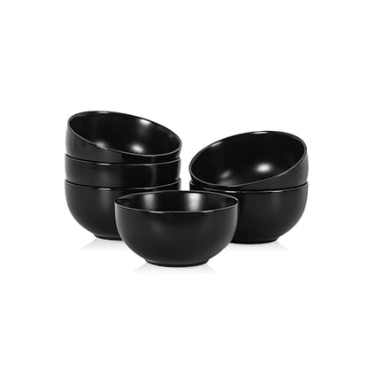 Selamica Ceramic Ice Cream Bowls, 12 oz Small Bowls Set of 6, 4.7 Inch Ceramic Bowls for Dessert, Snack, Fruit, Microwave Dishwasher Safe, Matte Black - color: Matte Black, size: 12 Oz