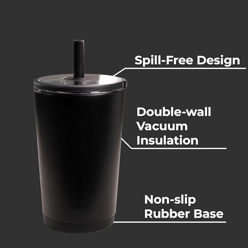 HydroJug Everyday Tumbler 14 oz, Ceramic-Lined Straw Cup, Black - color: Black, size: 14 Ounces