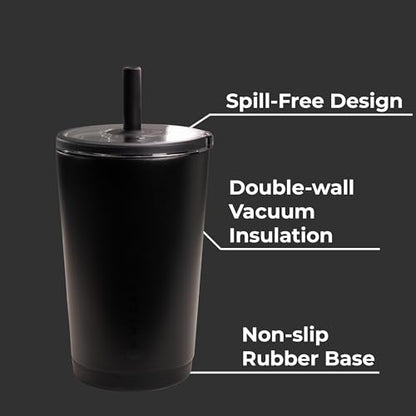 HydroJug Everyday Tumbler 14 oz, Ceramic-Lined Straw Cup, Black - color: Black, size: 14 Ounces