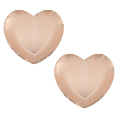 Dnyta 2Pcs Stainless Steel Decorative Tray, Decor Jewelry Dish for Dresser | Decor Makeup Serving Trays for Dresser Cosmetics Keys Watch Wallet Trinket (Small, Heart Shape, Rose Gold) - style: Heart-shaped rose gold style (2pcs)