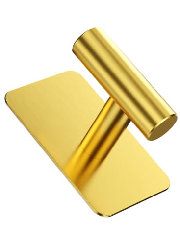 Heavy Duty Adhesive Hooks - 26lb Max, Sticky Wall Hooks Waterproof Stainless Steel for Hanging Towel, Coat, Robe, Towel Hooks Stick on Bathroom, Kitchen, Shower, Door (Gold, 4 Pack) - color: Gold-Cylinder4