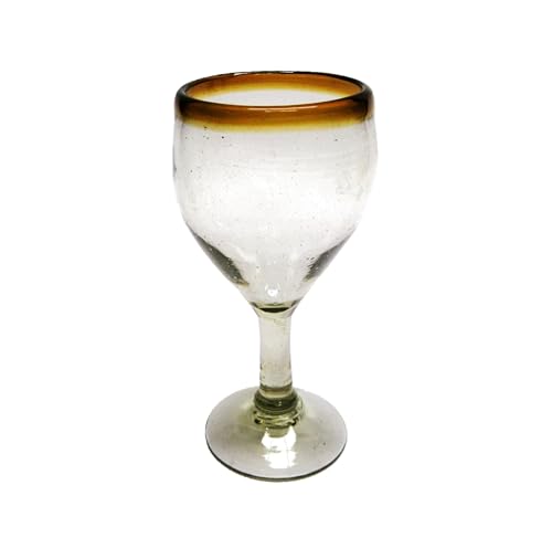Amber Rim 7 oz Small Wine Glasses (set of 6), Recycled Glass, Lead-free, Toxin-Free (7oz Small Wine) - style: 7 oz Small Wine Amber