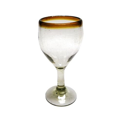 Amber Rim 7 oz Small Wine Glasses (set of 6), Recycled Glass, Lead-free, Toxin-Free (7oz Small Wine) - style: 7 oz Small Wine Amber