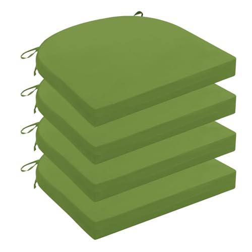 Wellsin Outdoor Chair Cushions for Patio Furniture, 3-Year Color Fastness Patio Chair Cushions Set of 4, Water Resistant Round Corner Outdoor Seat Cushions 17"X16"X2", Grass Green - color: Solid Color/ Grass Green, size: 17"x16"x2"(Pack of 4)