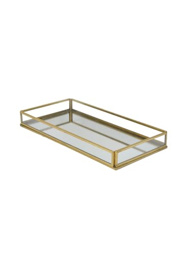 Serene Spaces Living 10" Aurea Mirror Tray, Gold Rectangle Glass Tray - Elegant Decorative Centerpiece for Home, Parties, Weddings, Holidays, Special Occasions, Candle Holder, Catchall - color: Rectangle Tray, Single