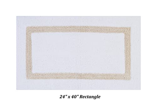 Better Trends 100% Cotton Hotel Collection Bath Mats Set, White & Sand Mats - Tufted, Reversible & Absorbent & Machine Washable 2 Piece Bathroom Rug Set, Shower & Sink Bath Rug - color: White & Sand, size: 2 Piece Set (17" x 24" | 24" x 40")