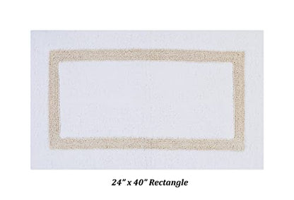 Better Trends 100% Cotton Hotel Collection Bath Mats Set, White & Sand Mats - Tufted, Reversible & Absorbent & Machine Washable 2 Piece Bathroom Rug Set, Shower & Sink Bath Rug - color: White & Sand, size: 2 Piece Set (17" x 24" | 24" x 40")