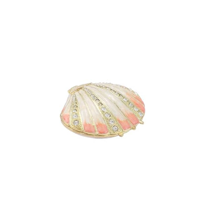 QIFU Hand Painted Pink Shell Style Enamel Trinket Box Hinged, Unique Small Jewelry Box to Store Your Jewelry in Style - style: Shell