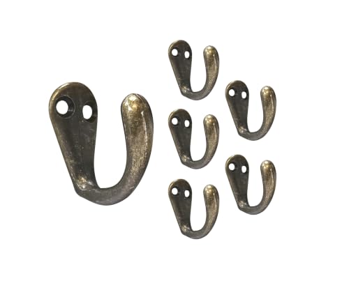 Single Prong Hook Hanger, Zinc Die Cast (6pack, Antique Brass) - color: Antique Brass, size: 6 Pack