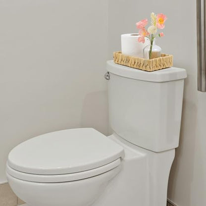 Water Hyacinth Bathroom Vanity Tray, 10 Inch | Toilet Tank Basket, Bathroom Counter Organizer, Small Wicker Tray, Toiletry Storage, Coffee Table Decor - size: 10.1" x 6" x 2"
