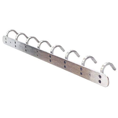 Coat Hook Rack with 8 Square Hooks - Premium Modern Wall Mounted - Ultra durable with solid steel construction, Brushed stainless steel finish, Super easy installation, Rust and water proof - style: 8 Square Hooks