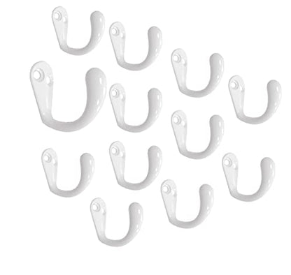 Premium Quality Single Prong Robe Hook Hanger, Zinc Die Cast, White, Made in Taiwan, 12 Pack - color: White, size: 12 Pack