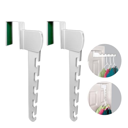 Over The Door 2-Pack Organizer for Clothes Hangers, Space-Saving Cascading Hanger Hooks, White - size: 2-Pack
