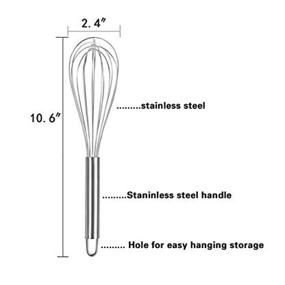 10" Stainless Steel Whisk - Multifunctional Kitchen Whisk with Egg Separator