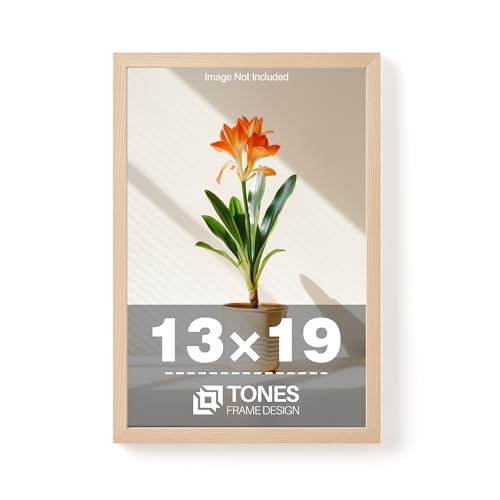 TONES FRAME DESIGN 13x19 Picture Frame Natural Solid Wood Veneer Finish Wooden 13 x 19 Picture Frame Large Poster Frame with Shatterproof Plexiglass for Gallery Wall Photo Home Decor (1 Pack) - color: Natural, size: 13x19 - 1 Pack