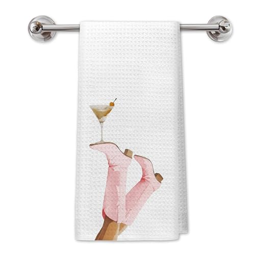 Western Cowgirl Cocktail Kitchen Towels, Gifts for Cocktail Lovers Dish Tea Bar Towels for Kitchen Bar Cart Decor, Trendy Preppy Pink Cowgirl Hand Towels for Girls Dorm, 16x24 Inch - color: Cowgirl Cocktail Towels