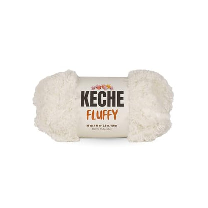 KECHE Fluffy Bulky Yarn – Super Soft Chunky Fuzzy Blanket Weight # 5 Yarn for Knitting Crocheting Crafting 3.5 oz (100 gr) 98 Yds (90 m) (Cream, 1 Skein) - color: Cream, size: 1 SKEIN