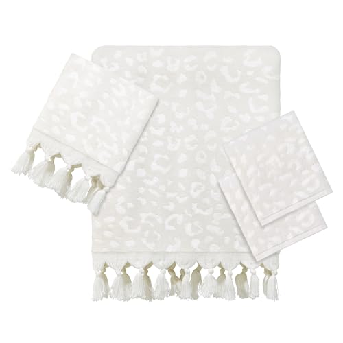 Nicole Miller - 4pc Towel Set, Soft & Absorbent, Dorm Room Essentials (Celina Collection, Cream) - size: 4pc Towel Set