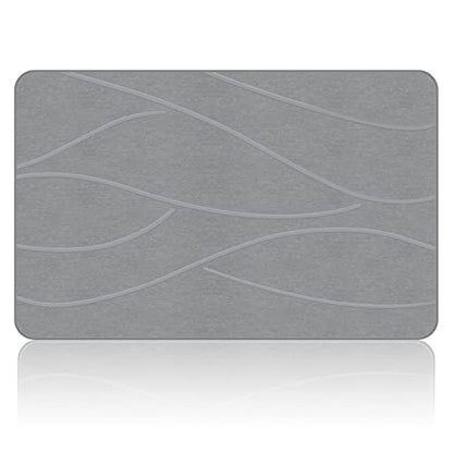VEELOIM Stone Bath Mat, Diatomaceous Earth Shower Mat for Bathroom Grey | Fast Drying, Super Absorbent, Non-Slip Design, Easy to Clean, Natural Diatomaceous Earth - color: Line1-grey