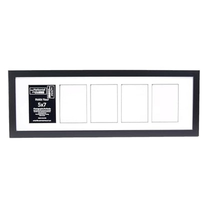 Creative Letter Art 5 Opening Glass Face Black Picture Frame to hold 5 by 7 inch Photographs including 10x32-inch White Mat Collage - color: 5 opening, size: Black w/ White