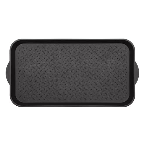 Diamond Boot Tray 15"x 29" Black Plastic Shoe Mud Mat for Entryway | Indoor Outdoor Entryway Shoe Drip Pan, Drainage Shoe Holder for Garden Boots Pet Feeding Craft Project Floor Protection