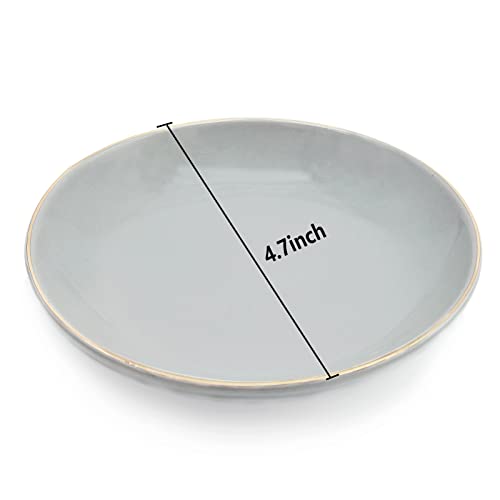 HANKOR 4.75" Ceramic Jewelry Tray, Small Ring Dish Holder Trinket Tray, Catch All Trays for Ring Earring Necklace Key, Christmas Gifts for Women Girls, Gray - color: Gray